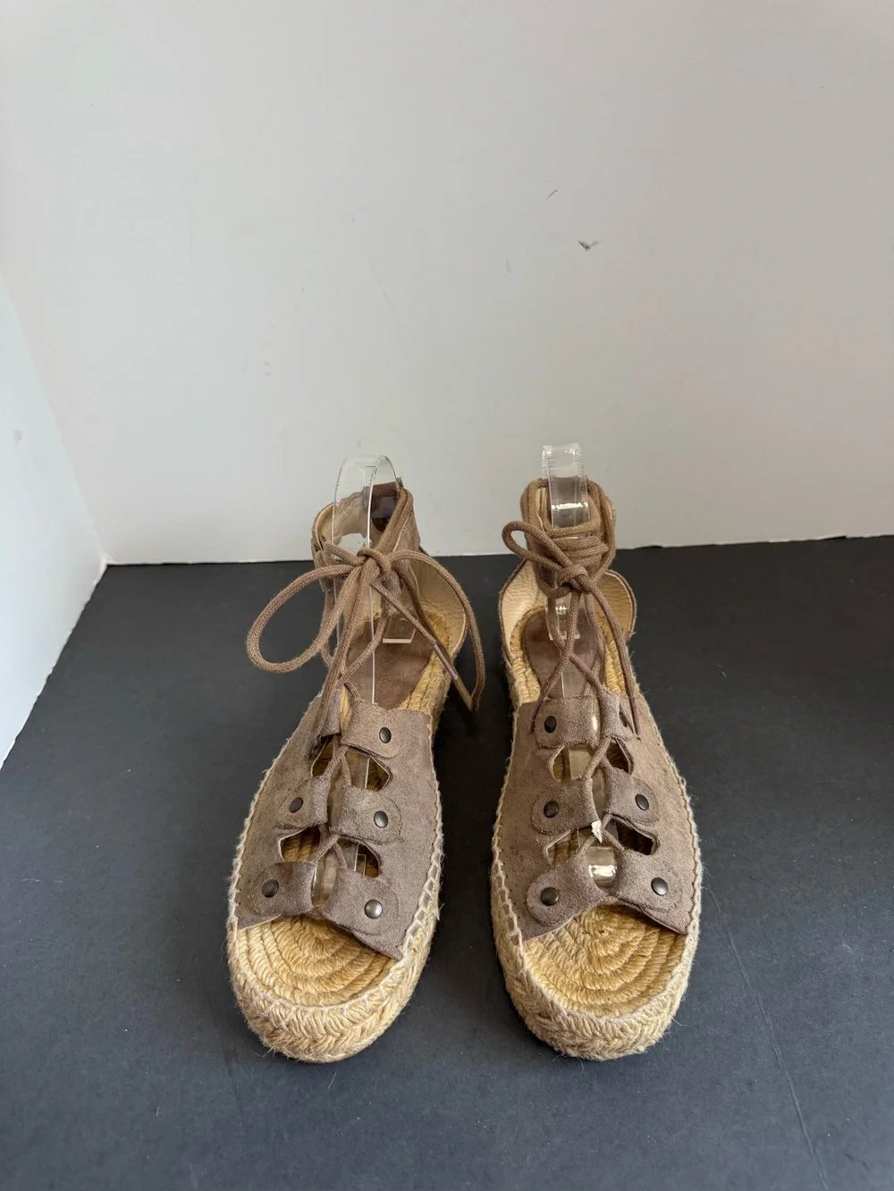 Soludos Ghillie Suede Platform Espadrille Leather Sandals size 6